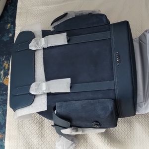 Coach Hudson Gunmetal Denim Suede Leather Backpack